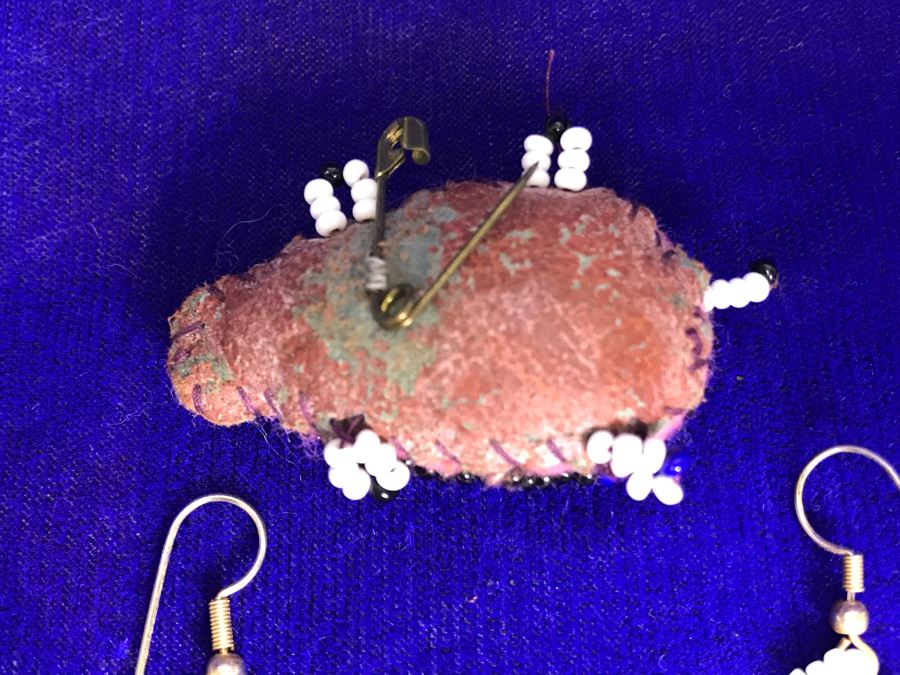 Vintage Beaded Jewelry Lot: Earrings, Hair Clip And Brooch Pin [Photo 6]