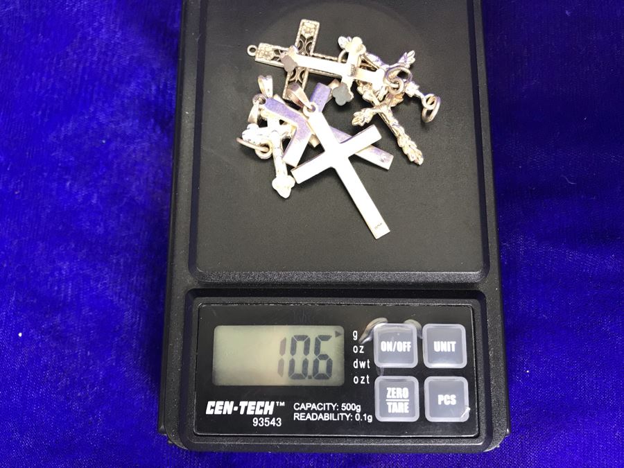 (8) Collecton Of Sterling Silver Crosses Pendants 10.6g [Photo 10]