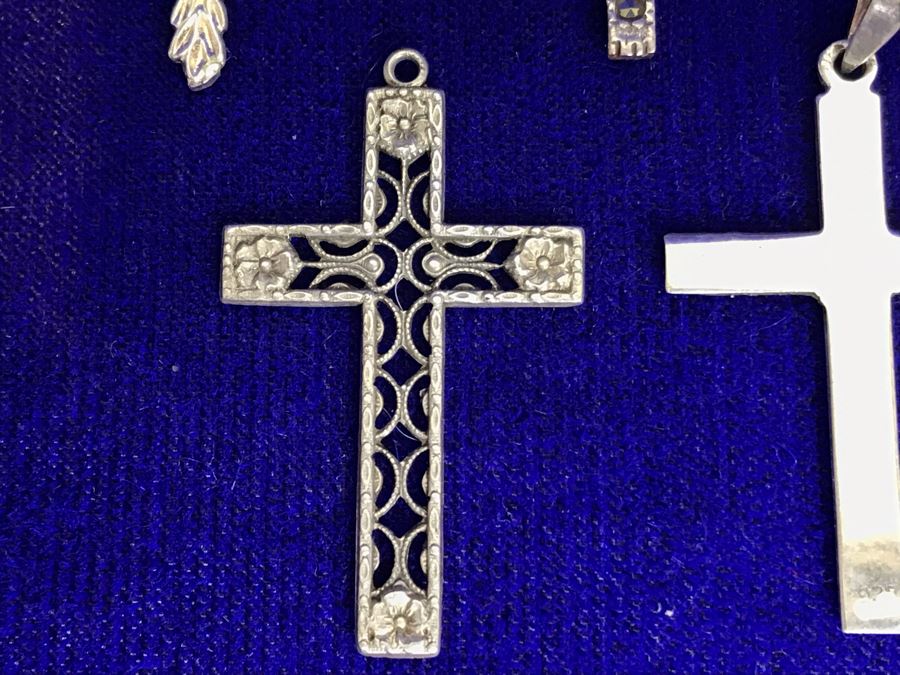 (8) Collecton Of Sterling Silver Crosses Pendants 10.6g [Photo 7]