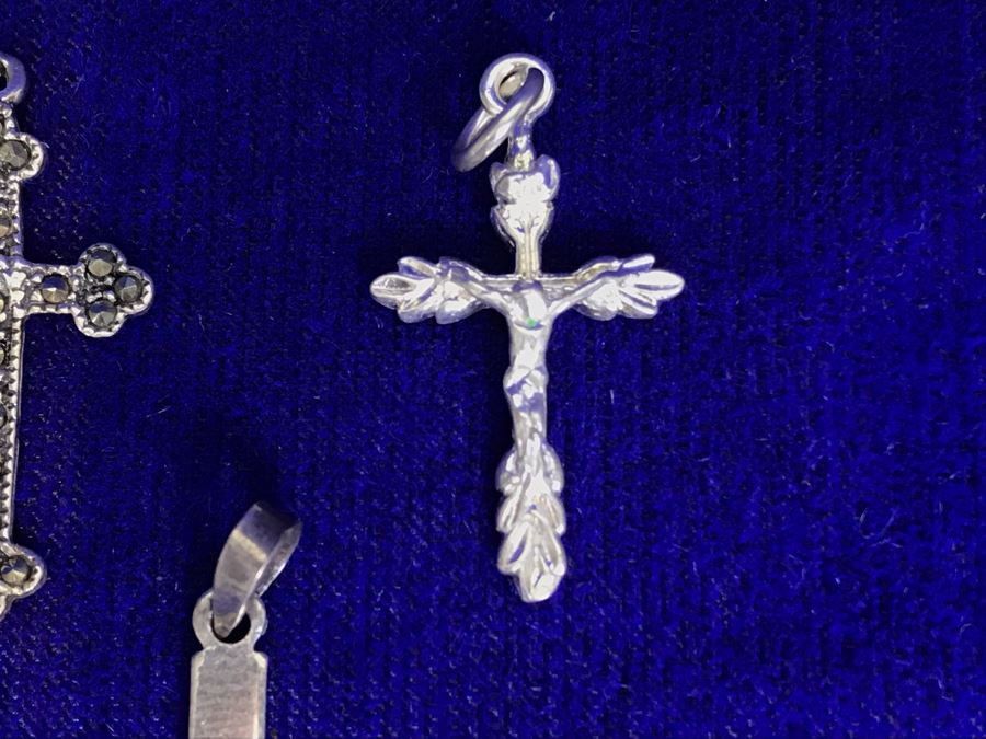 (8) Collecton Of Sterling Silver Crosses Pendants 10.6g [Photo 9]