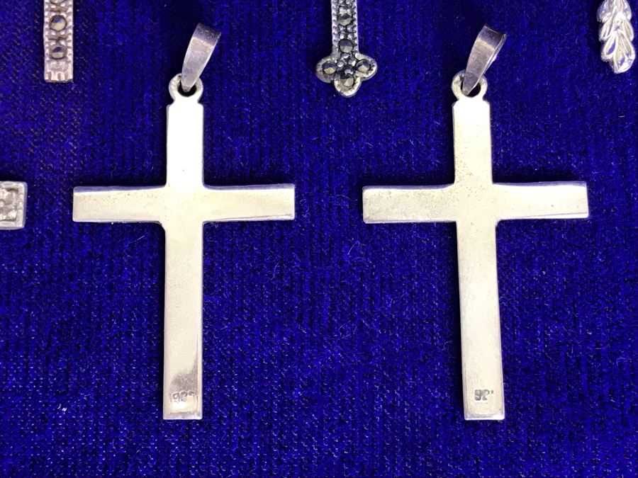 (8) Collecton Of Sterling Silver Crosses Pendants 10.6g [Photo 8]