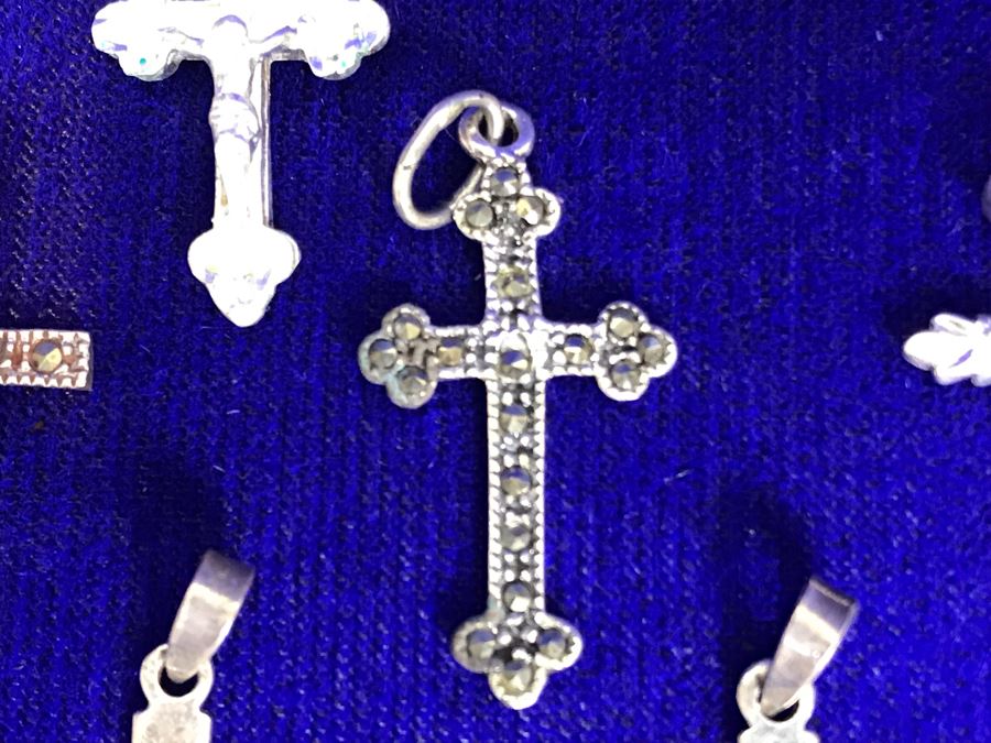 (8) Collecton Of Sterling Silver Crosses Pendants 10.6g [Photo 4]