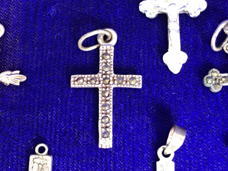 (8) Collecton Of Sterling Silver Crosses Pendants 10.6g [Photo 5]