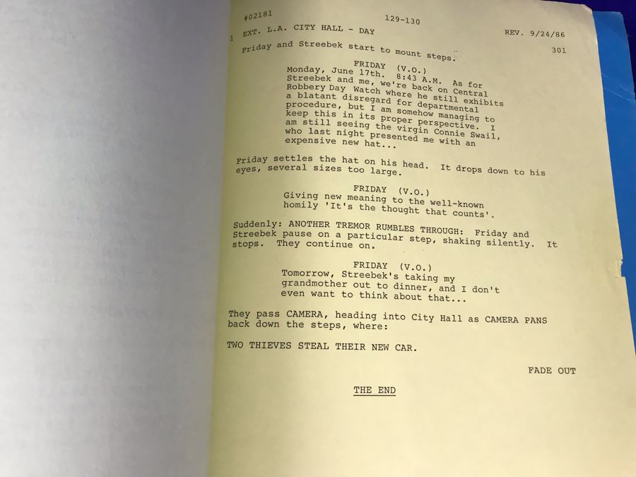 Vintage 1987 Dragnet Movie Script Universal City Studios, CA September 23, 1986 Final Revised Shooting Script [Photo 7]