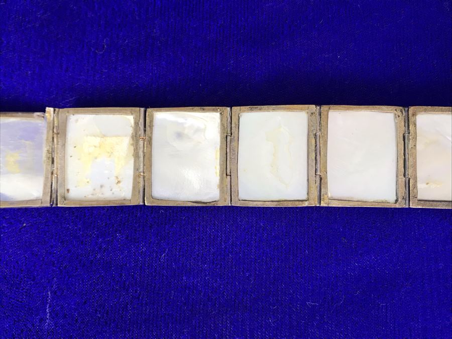 Vintage Handpainted Shell 8' Bracelet - One Hinge Needs Repair [Photo 10]