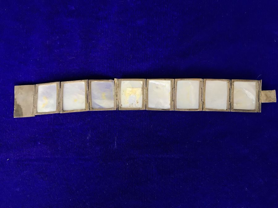 Vintage Handpainted Shell 8' Bracelet - One Hinge Needs Repair [Photo 8]
