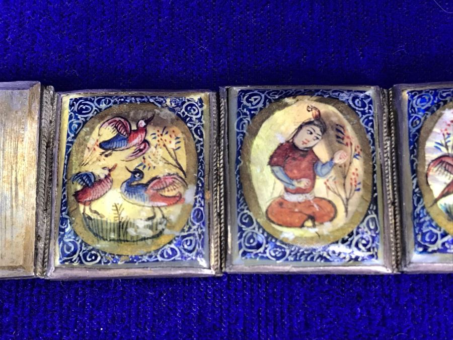 Vintage Handpainted Shell 8' Bracelet - One Hinge Needs Repair [Photo 6]