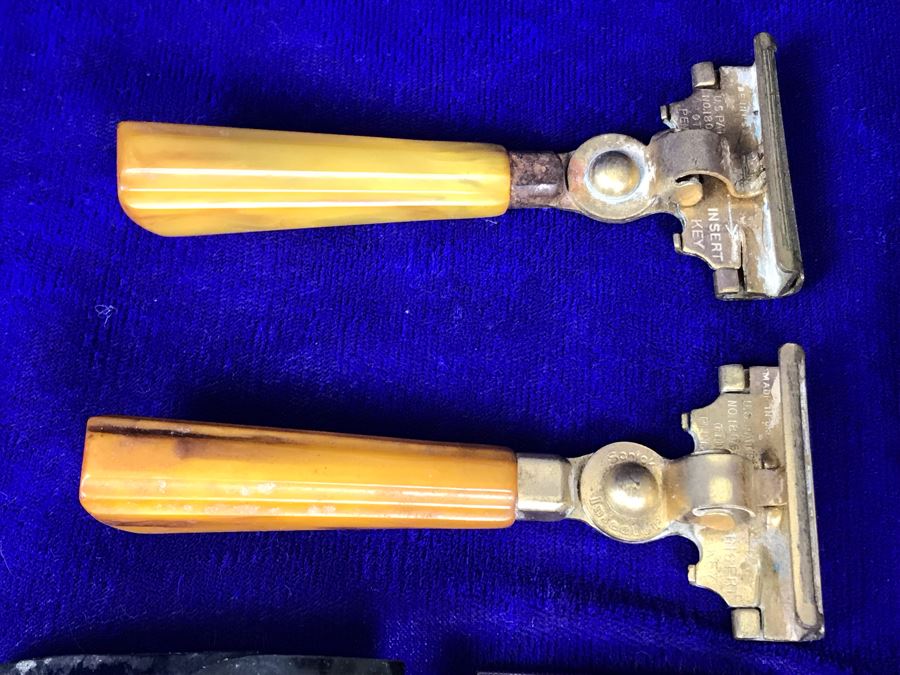 Collection Of Vintage Razors Including Vintage Straight Razor And Vintage Gillette Razor With Blades In Vintage Case (Upper Right) [Photo 8]