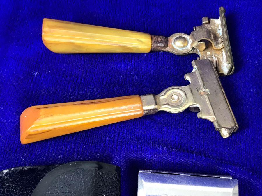 Collection Of Vintage Razors Including Vintage Straight Razor And Vintage Gillette Razor With Blades In Vintage Case (Upper Right) [Photo 10]