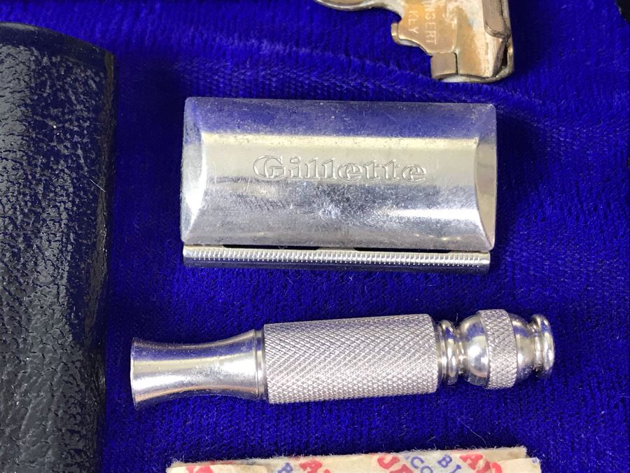 Collection Of Vintage Razors Including Vintage Straight Razor And Vintage Gillette Razor With Blades In Vintage Case (Upper Right) [Photo 6]