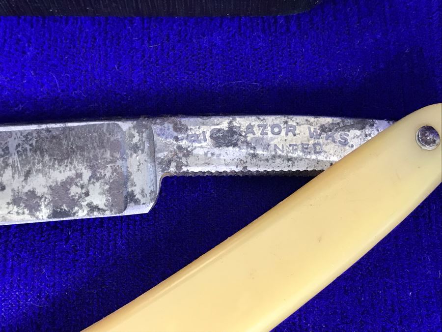 Collection Of Vintage Razors Including Vintage Straight Razor And Vintage Gillette Razor With Blades In Vintage Case (Upper Right) [Photo 5]