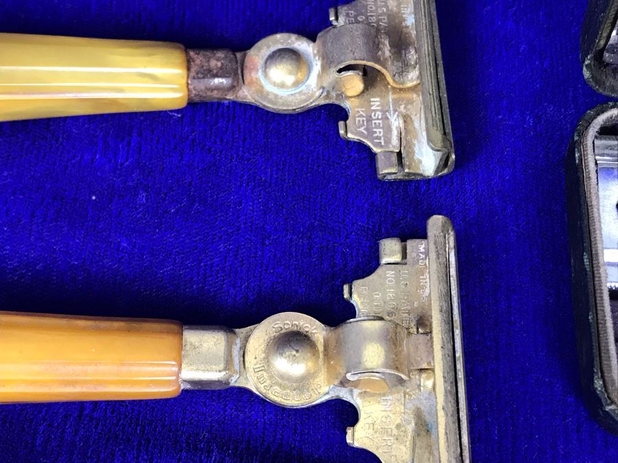 Collection Of Vintage Razors Including Vintage Straight Razor And Vintage Gillette Razor With Blades In Vintage Case (Upper Right) [Photo 9]