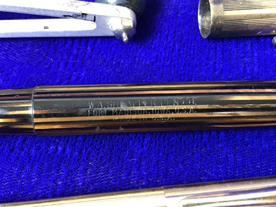Vintage 14K Gold Sheaffer's Fountain Pen, Cross Ballpoint Pen And Leroy Adjustable Scriber Lettering Kit With Box  [Photo 7]