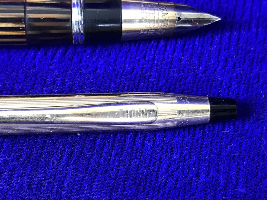 Vintage 14K Gold Sheaffer's Fountain Pen, Cross Ballpoint Pen And Leroy Adjustable Scriber Lettering Kit With Box  [Photo 3]