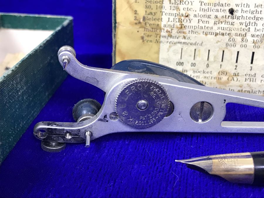 Vintage 14K Gold Sheaffer's Fountain Pen, Cross Ballpoint Pen And Leroy Adjustable Scriber Lettering Kit With Box  [Photo 9]