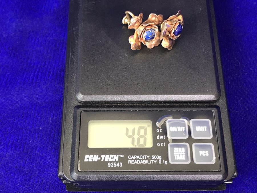 Vintage Pair Of Sterling Silver Screw Back Earrings 4.8g [Photo 5]