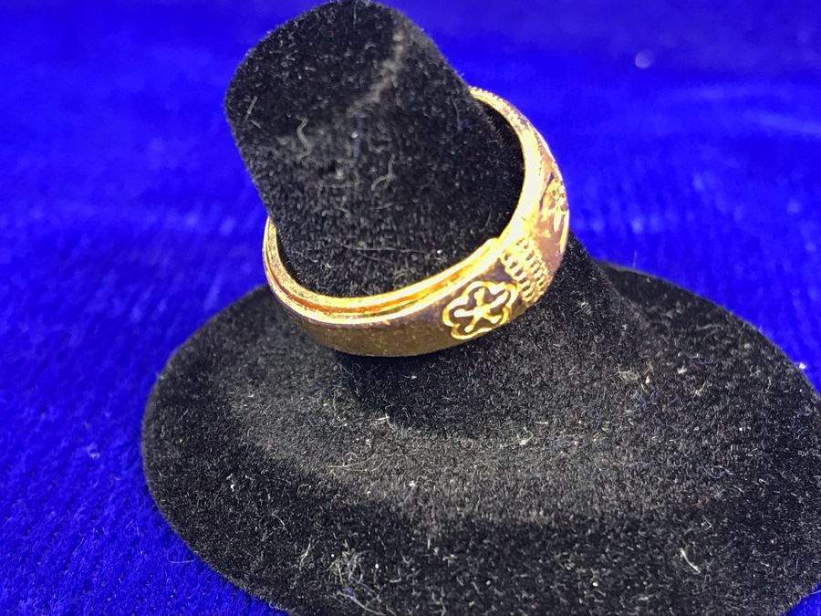 JUST ADDED - 24K 995 Gold Signed Asian Ring Size 6 Heavy 7.9g [Photo 4]