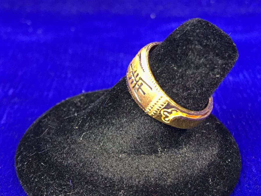 JUST ADDED - 24K 995 Gold Signed Asian Ring Size 6 Heavy 7.9g [Photo 5]