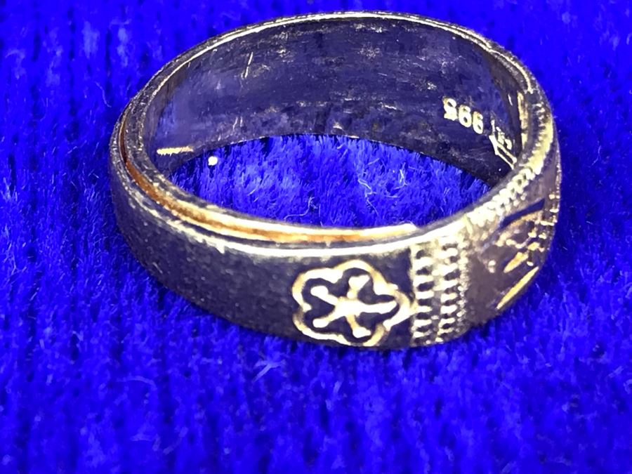 JUST ADDED - 24K 995 Gold Signed Asian Ring Size 6 Heavy 7.9g [Photo 10]