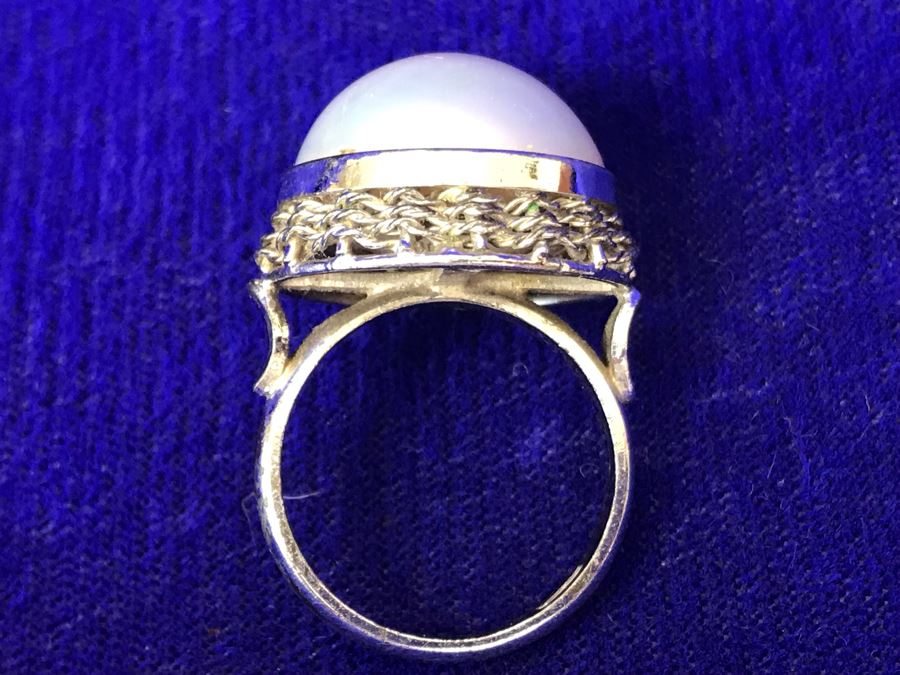 JUST ADDED - Vintage Silver Ring Size 7.25 With Matching Screw Back Earrings [Photo 7]