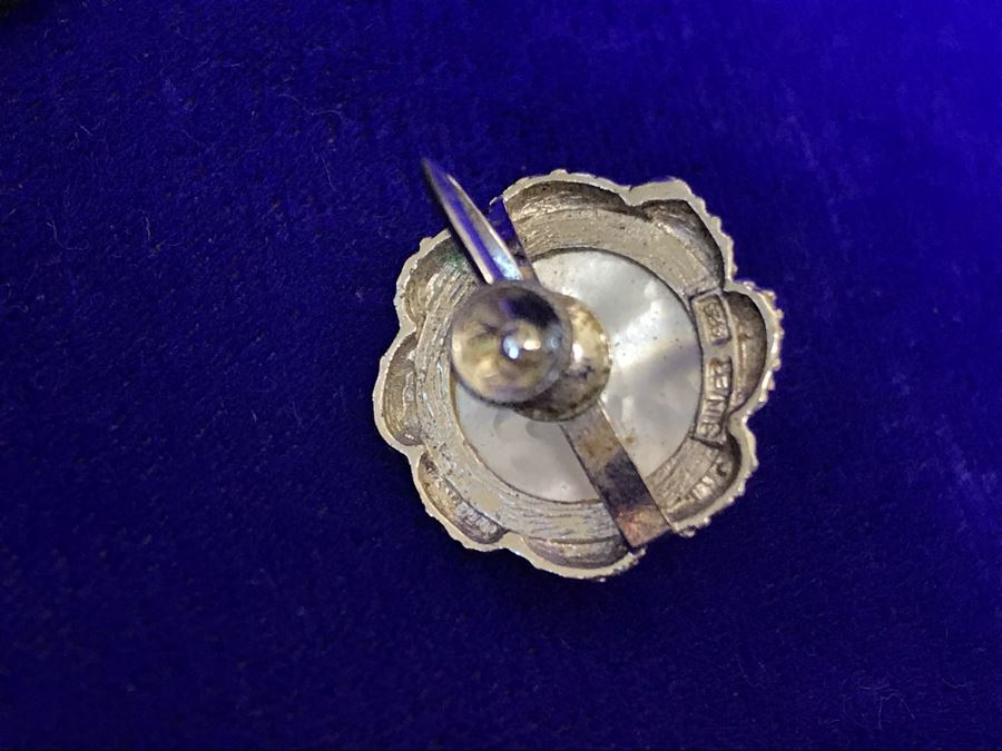 JUST ADDED - Vintage Silver Ring Size 7.25 With Matching Screw Back Earrings [Photo 6]