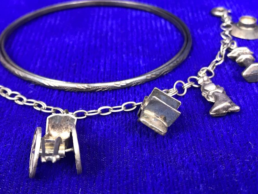 JUST ADDED - Asian Sterling Silver Charm Bracelet And Sterling Silver Bracelet 20.7g [Photo 10]