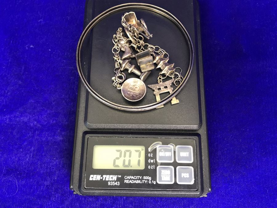 JUST ADDED - Asian Sterling Silver Charm Bracelet And Sterling Silver Bracelet 20.7g [Photo 11]