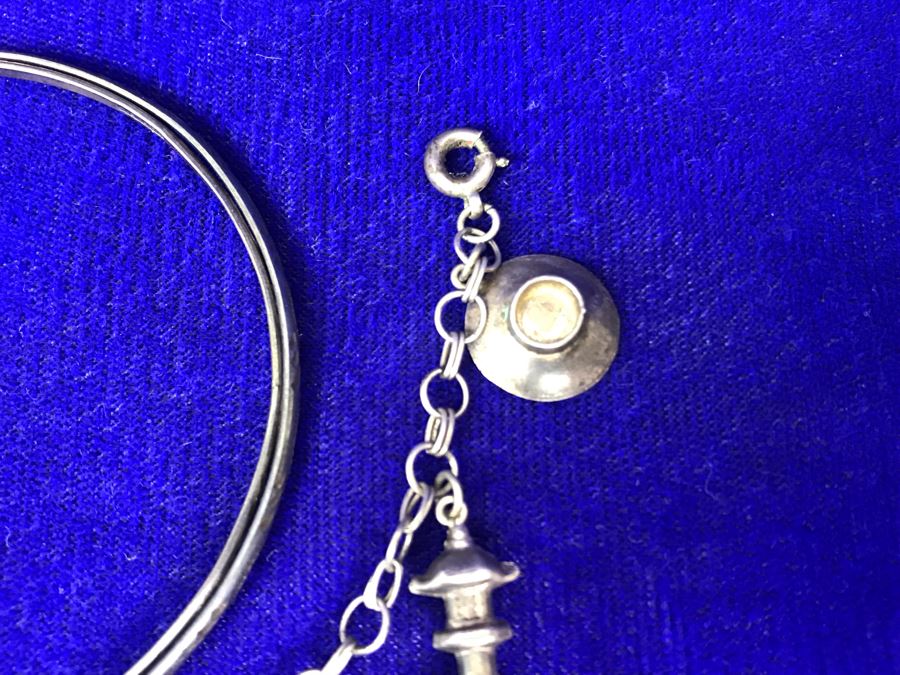 JUST ADDED - Asian Sterling Silver Charm Bracelet And Sterling Silver Bracelet 20.7g [Photo 8]