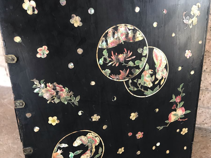 Stunning Antique Japanese Mother Of Pearl Inlay Tansu Chest Cabinet - See Details [Photo 34]