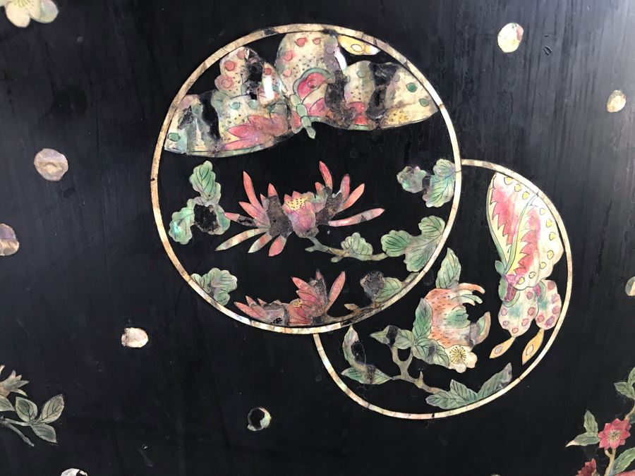 Stunning Antique Japanese Mother Of Pearl Inlay Tansu Chest Cabinet - See Details [Photo 37]