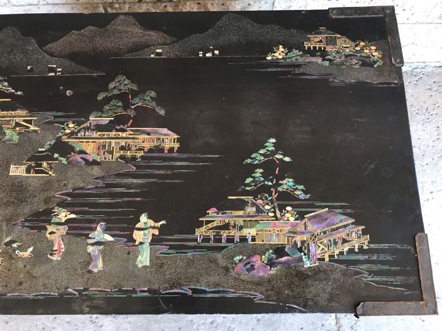 Stunning Antique Japanese Mother Of Pearl Inlay Tansu Chest Cabinet - See Details [Photo 42]