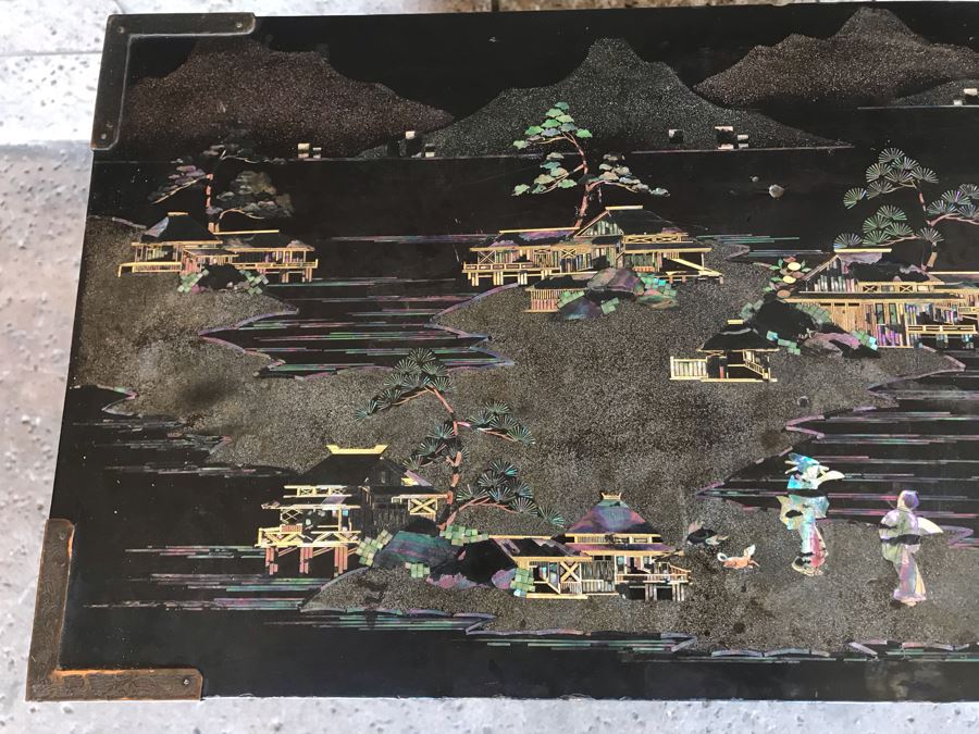 Stunning Antique Japanese Mother Of Pearl Inlay Tansu Chest Cabinet - See Details [Photo 40]