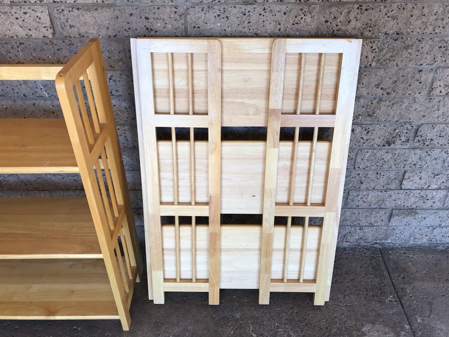 Pair Of Collapsible Wooden Bookshelves 27.5'W X 12'D X 38'H [Photo 6]