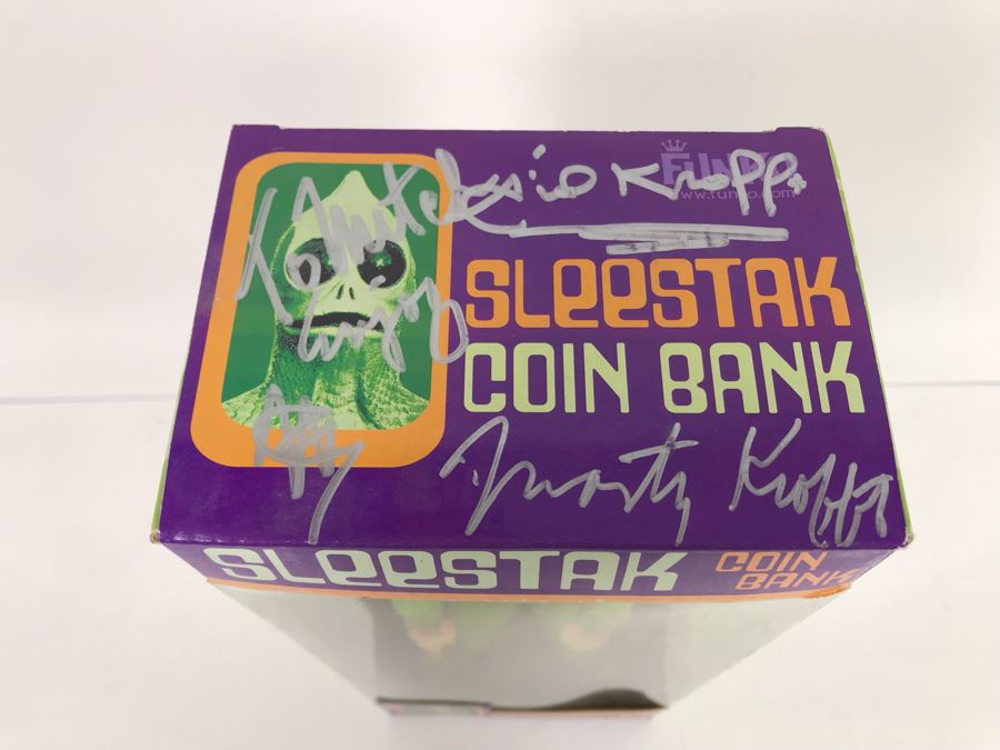Signed New In Box Funko Sleestak Coin Bank From Land Of The Lost Signed By Sid and Marty Krofft [Photo 6]