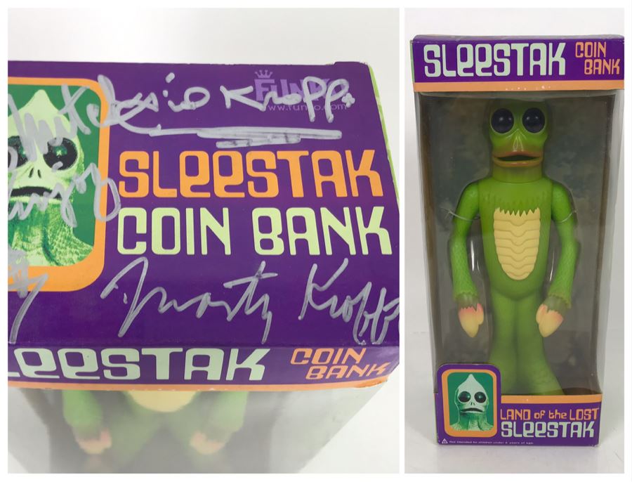 Signed New In Box Funko Sleestak Coin Bank From Land Of The Lost Signed By Sid and Marty Krofft [Photo 1]