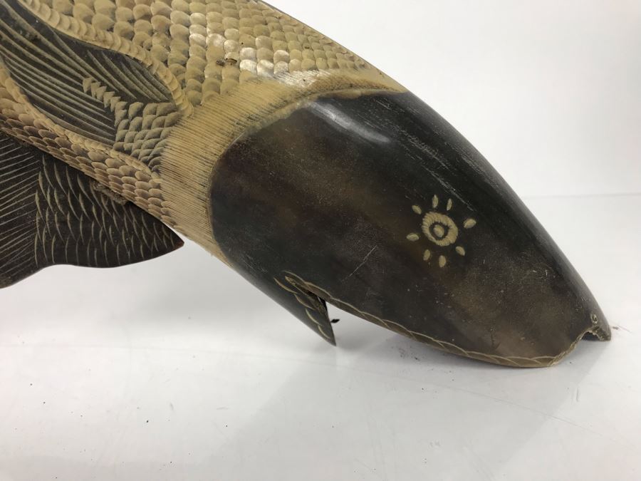 Carved Horn Sculpture Of Fish 18'L X 6'H [Photo 4]