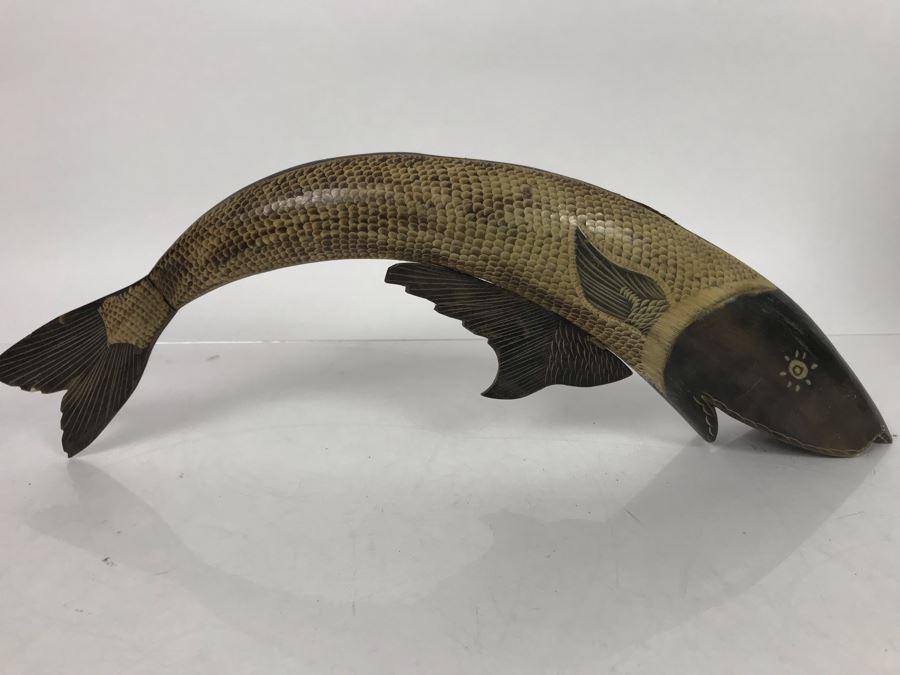 Carved Horn Sculpture Of Fish 18'L X 6'H [Photo 2]