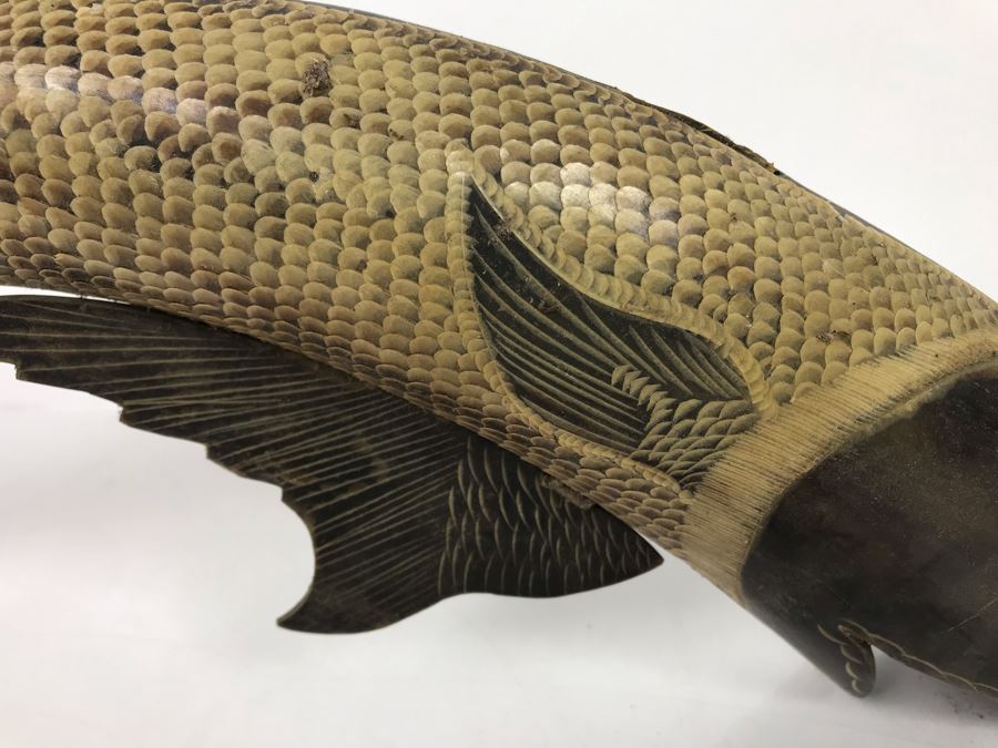 Carved Horn Sculpture Of Fish 18'L X 6'H [Photo 5]