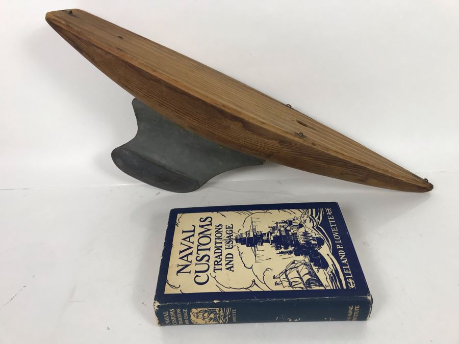 Vintage Wooden Ship 23'L X 9'H And 1939 Naval Customs Traditions And Usage Book From US Naval Insitute Annapolis, MD [Photo 2]