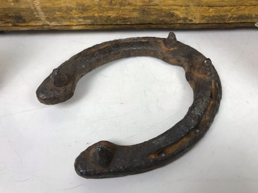 Vintage Coca-Cola Bottle Carrying Crate Filled With Various Vintage Tools, Pair Of Metal Match Box Holders, Pair Of Hand Wrought Cowbells - See Photos [Photo 9]