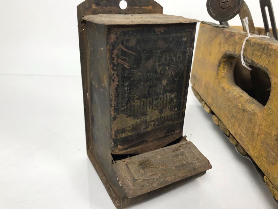 Vintage Coca-Cola Bottle Carrying Crate Filled With Various Vintage Tools, Pair Of Metal Match Box Holders, Pair Of Hand Wrought Cowbells - See Photos [Photo 11]