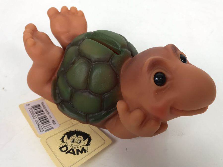Vintage DAM Troll Doll By Thomas Dam From Denmark Troll Company Skildpadde No. 466 With Tags 6'L [Photo 4]