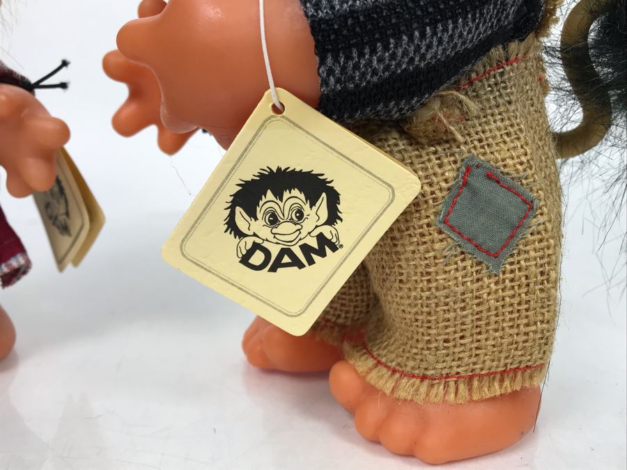 (3) Vintage DAM Troll Dolls By Thomas Dam From Denmark Troll Company (1) 9'H (2) 7'H [Photo 13]