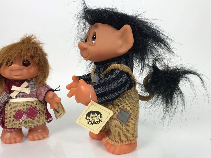 (3) Vintage DAM Troll Dolls By Thomas Dam From Denmark Troll Company (1) 9'H (2) 7'H [Photo 12]