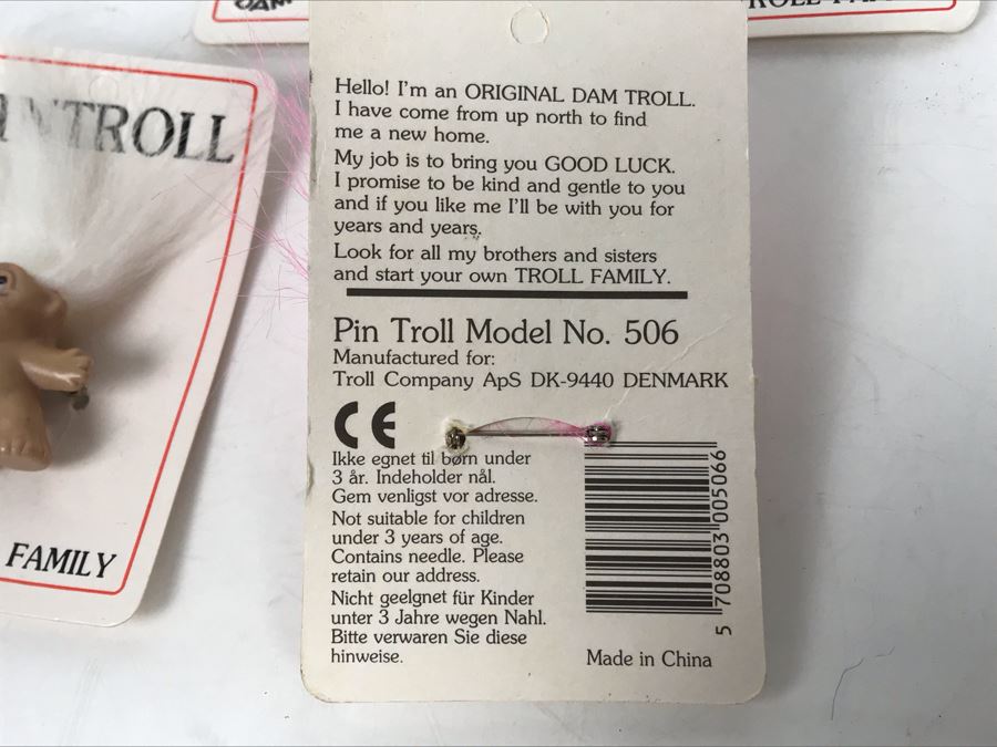 (5) Vintage DAM Troll Pintroll Pins By Thomas Dam From Denmark Troll Company [Photo 9]