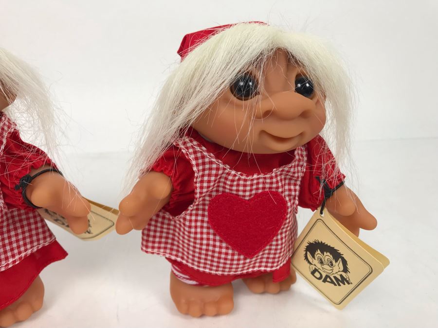 Pair Of Vintage DAM Troll Dolls By Thomas Dam From Denmark Troll Company Nisse Pige No. 25024 6'H [Photo 4]