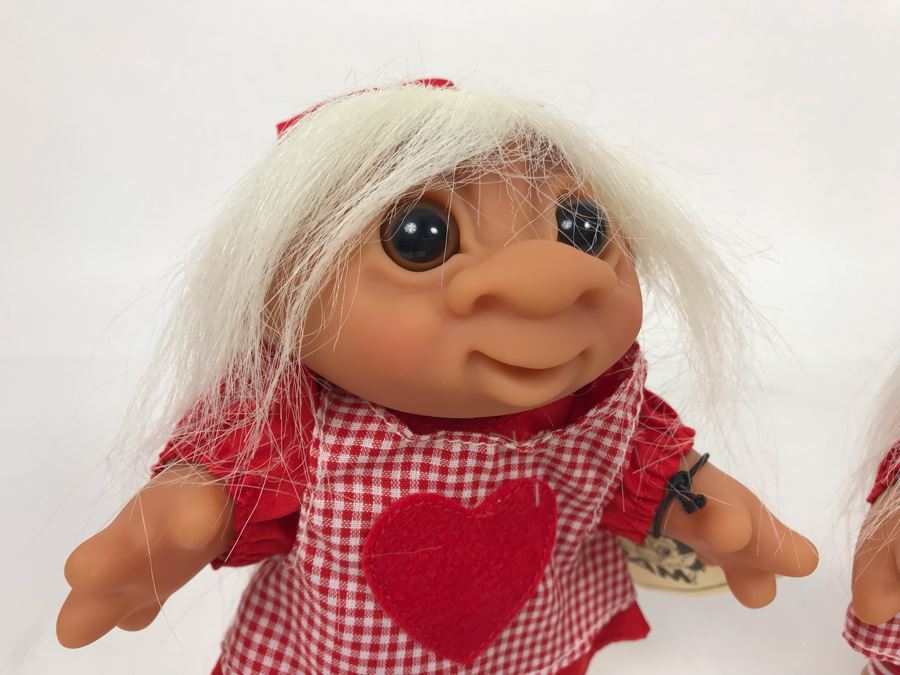 Pair Of Vintage DAM Troll Dolls By Thomas Dam From Denmark Troll Company Nisse Pige No. 25024 6'H [Photo 3]