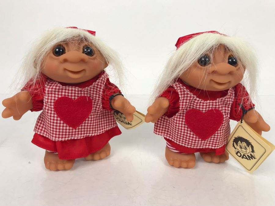Pair Of Vintage DAM Troll Dolls By Thomas Dam From Denmark Troll Company Nisse Pige No. 25024 6'H [Photo 2]
