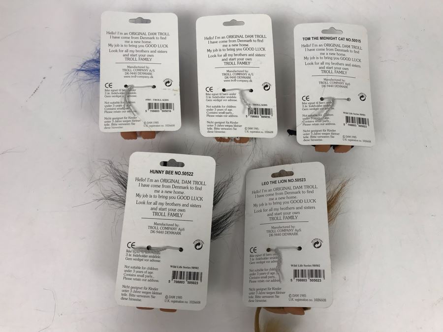 (5) Vintage DAM Troll Dolls On Cards By Thomas Dam From Denmark Troll Company [Photo 10]