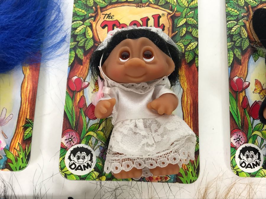 (5) Vintage DAM Troll Dolls On Cards By Thomas Dam From Denmark Troll Company [Photo 7]